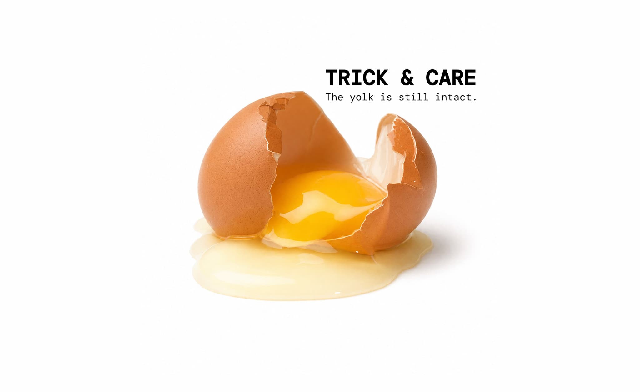 The yolk is still intact — cracked egg